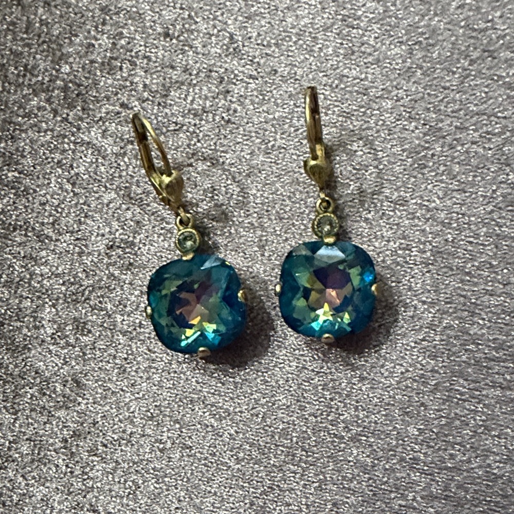 Catherine Popesco Iridescent Blue and Gold Earrings